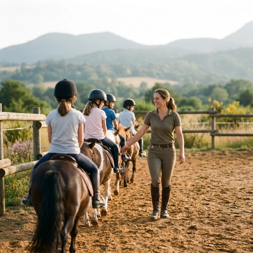 Cours de poney à Blot-l'Église, Puy-de-Dôme