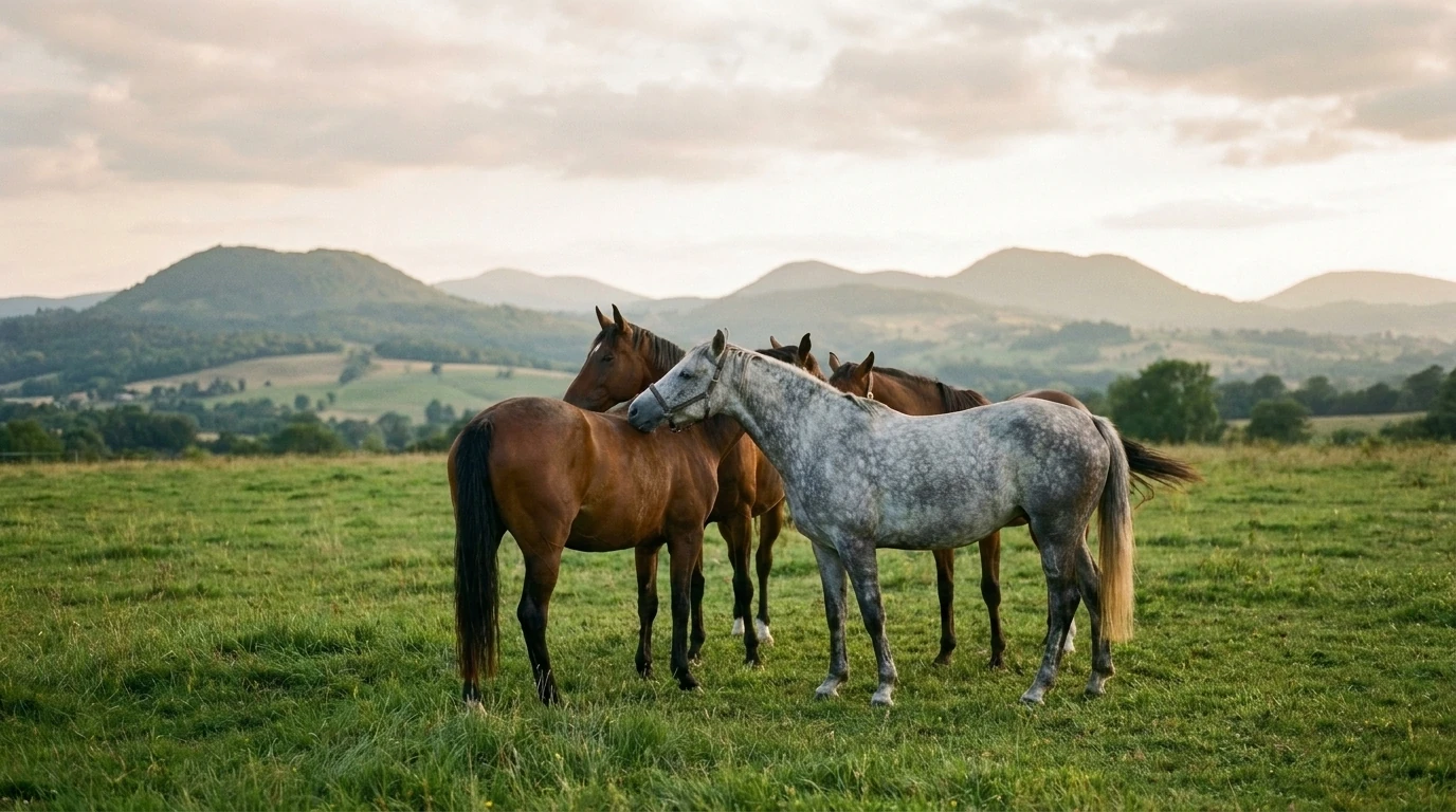 Les chevaux du Ferme équestre Jolinka en liberté, Puy-de-Dôme